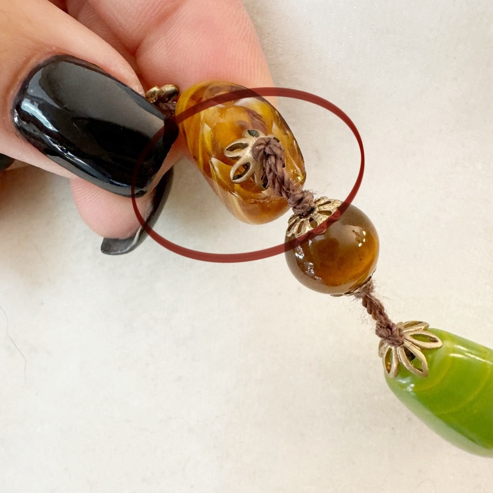 Beautiful Amber Glass Beaded Necklace LC Signed - Picture 5 of 7